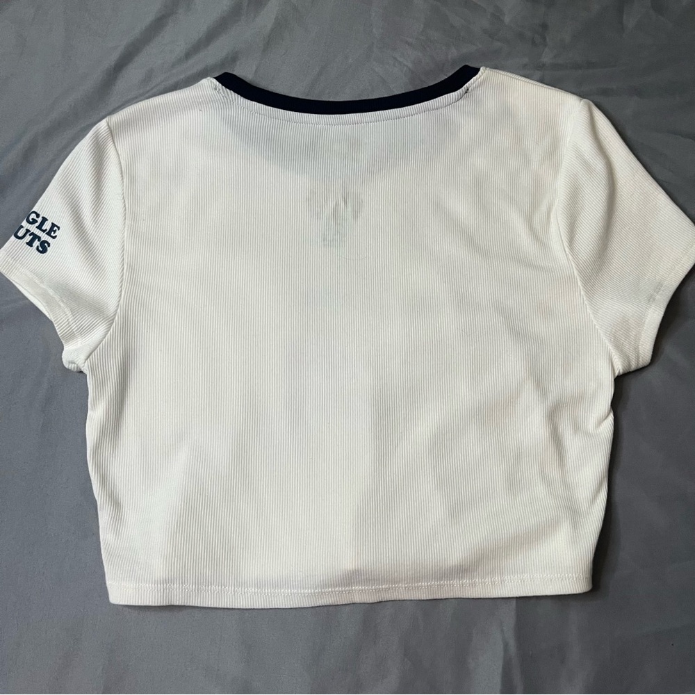 Aeropostale White and Black Crop Top with Camp Snoopy Design - Picture 2 of 5
